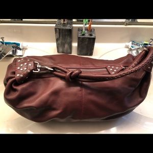 Red Leather Studded Hobo